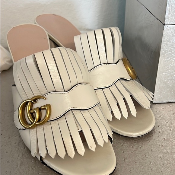 Gucci leather slides with gold double GG hardware .size 39 - Picture 15 of 15